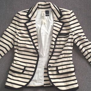 Black and White Striped Blazer